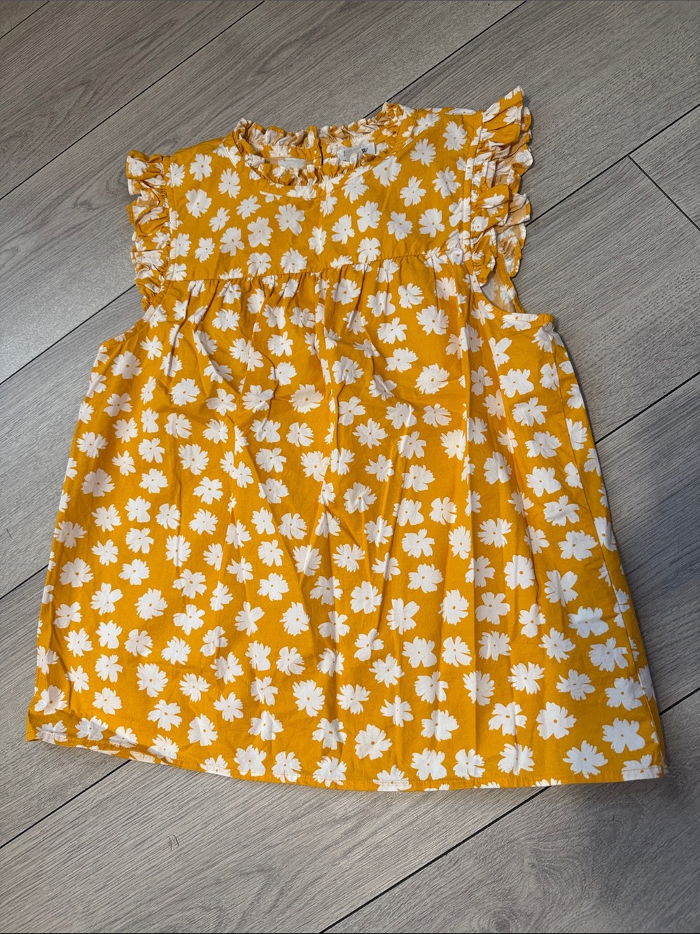 J. Crew Yellow Floral Ruffle Sleeve  Top